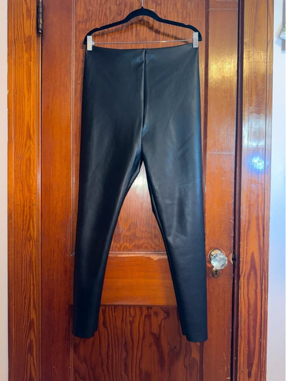 Seven7 Faux Leather Leggings Women XL High Rise Black Stretch Pants Sleek Fit